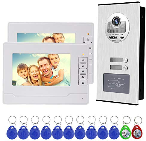 NN99 Video del teléfono de la puerta Sistema de intercomunicación del timbre del teléfono 7 pulgadas Pantalla clara + RFID Cámara de acceso Doorphone (1 Camera + 2 Screens)