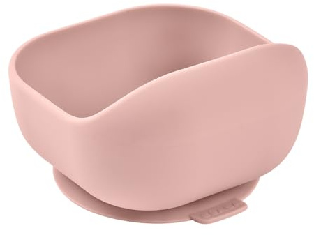 BÉABA - Ciotola in Silicone con Ventose, Scodella per Neonati e Bambini, Antiscivolo, Aderisce Ottimamente al Tavolo o al ripiano del Seggiolone, Compatibile con Microonde, Rosa