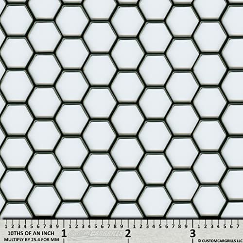 customcargrills 6x36 Perforated Hexagon XXL Grill Mesh Sheet - Gloss Black - Shipped Flat, 0.45 inch hexagon hole opening, 0.065 thick Aluminum, powder coated, Made in USA