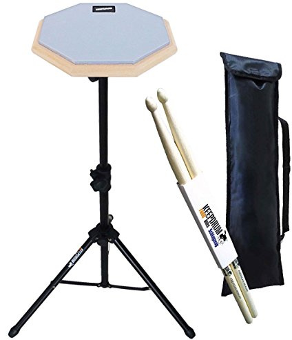keepdrum DP-GY8 SET Practice Pad Grau mit Stativ und Tragetasche + Drumsticks 1 Paar