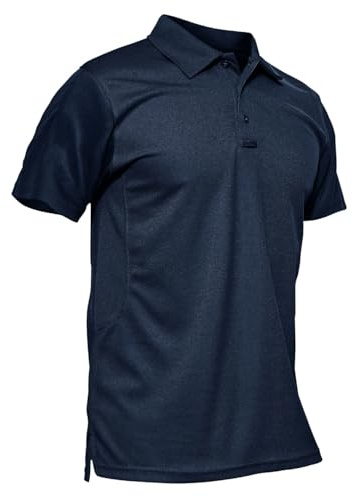 KEFITEVD Men's Summer Quick Dry Short Sleeve Polo Shirts Lightweight Fishing Tees,Navy Blue,L