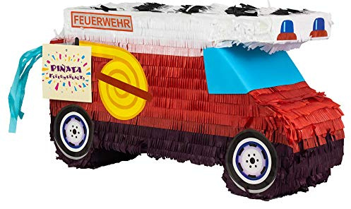 Trendario Pinata Feuerwehr - Kindergeburtstag Junge zum Befüllen | Piñata Feuerwehr ungefüllt, Einschulung & Kindergeburtstag Junge, mit Aufhängung, Geschenkidee