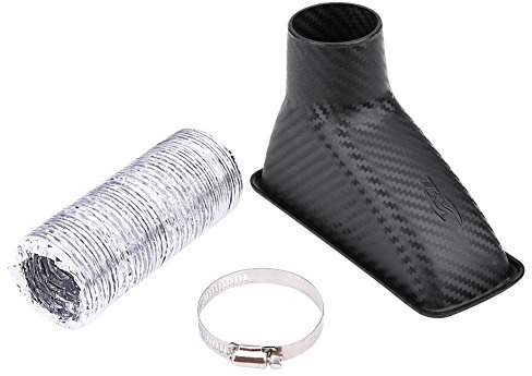 Kit Entonnoir à Air Fibre de Carbone Universel, Turbo Tuyau d'Entrée avec Pince, Augmentation Puissance Moteur Voiture