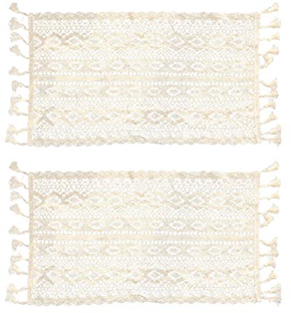 PRETYZOOM Spitzentischset 2 Stück Rechteckige Platzsets 9.4X15.7 Zoll Weiß Für Heimdekoration Hochzeit Bankett Party Tischdekoration Boho Stil