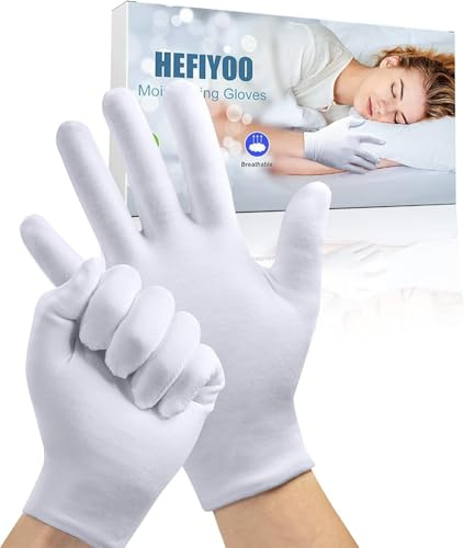 4 paia di guanti idratanti in cotone per eczema e mani secche, guanti bianchi elasticizzati e lavabili per uomini e donne
