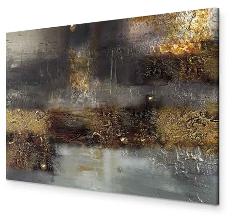 B&D XXL - Akustikbild Abstrakt Bilder Akustikschaum Hochleistungsschallabsorber Schallschutz Leinwand 1 tlg Wandbild Raumakustik Schalldämmung Textur grau wie gemalt a-A-0875-b-a