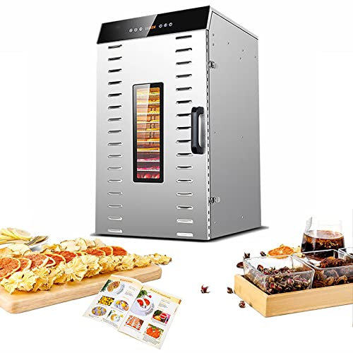 DéShydrateur Alimentaire En Acier Inoxydable Avec Livre De Recettes,SèChe-Aliments,Thermostat RéGlable 30-90 ° C,Minuterie NuméRique 24 Heures,IdéAl Pour Des Collations Saines