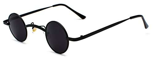 besbomig Steampunk Herren Damen Retro Sonnenbrille Runde - Hippie Klein Rave Brille 70er 80er 90er Jahre Accessoires Partybrille Fasching Karneval Ovale Hip Hop Lustige Brillen