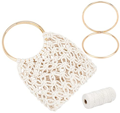 WEBEEDY DIY Makramee-Kit für Erwachsene Anfänger Makramee Handtaschen Kit Makramee Schnur Set Boho Geldbeutel Kit für Frauen Makramee Tasche Boho Häkeltasche Das Geschenk zum Weihnachten