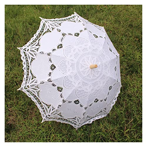 LiFBeauTiFuL 38 cm Lichtbogenradius weiße Brautschirm Victorian Bride Spitze Vintage Parasol Hochzeitsdekoration Mariage Hochzeits Regenschirm (Color : White)