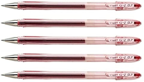Pilot Gelschreiber, G1-07, mittlere Spitze, 0,7 (Strichstärke 0,5), Rot, 5 Stück