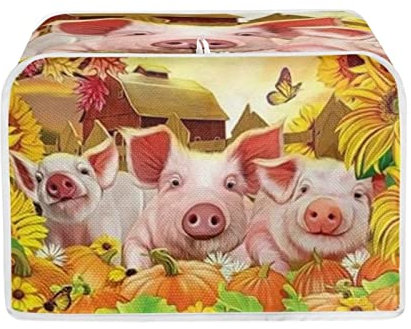 STUOARTE Sonnenblumen-Schweine-Toaster-Abdeckung, 4 Scheiben, niedliche kleine Toaster-Abdeckungen, Küchengeräte, Staubschutz, Tasche, Brotbackmaschine, Schutzhülle, 4 Scheiben, Brot-Toaster-Abdeckung