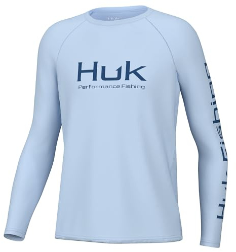 HUK Boys Pursuit Graphic Long Sleeve Shirt, Fishing for Kids, Ice Water, Small US