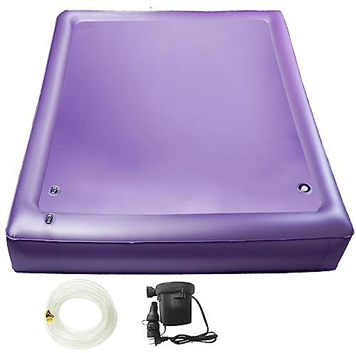 Free Flow Full Wave Water Bed Mattress - PVC Square Purple Softside Water Bed, Comfortable and Foldable Water Mattress Set for The Elderly, Children and Adults (Twin, 39x75x7.9inch)