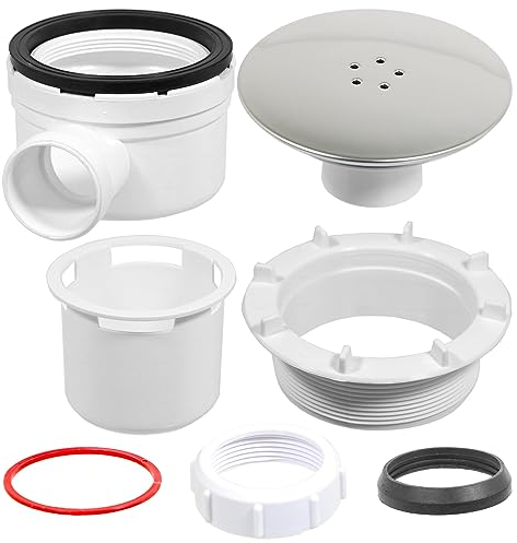 SPARES2GO Shower Trap for 90mm Tray Plug Hole 1.5 Drain Waste Dome Base Kit (Chrome Silver)