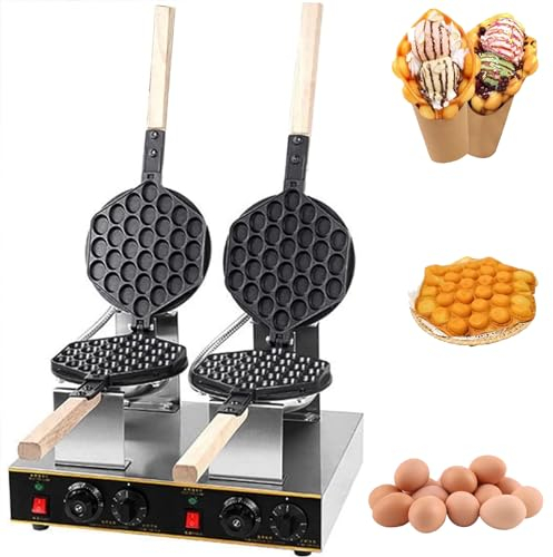 DPQYJPP Bubble Puffle Waffle Maker Profesional Girado Antiadherente Eggettes Waffle Baker, Horno Parrilla Hojaldre, Estilo Hong Kong, Huevo, Muffin, Eggettes de Pastel y Waffles Burbujas Belgas,220
