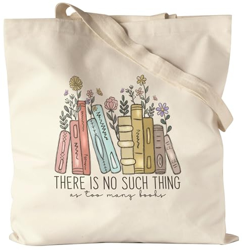 Hey!Print Tasche 'Es gibt keine solche Sache wie zu viele Bücher' Jutebeutel Leseratte Bücherwurm Unisex-Erwachsene 38x42cm Beige