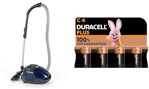Sauger I Batteriebetriebene Saug- und Soundfunktion I Mit Kontrollleuchte und Staubbehälter I Maße: 26 cm x 23 cm x 70 cm I Spielzeug für Kinder ab 3 Jahren + Duracell Plus C Batterien, LR14, 6 Stück