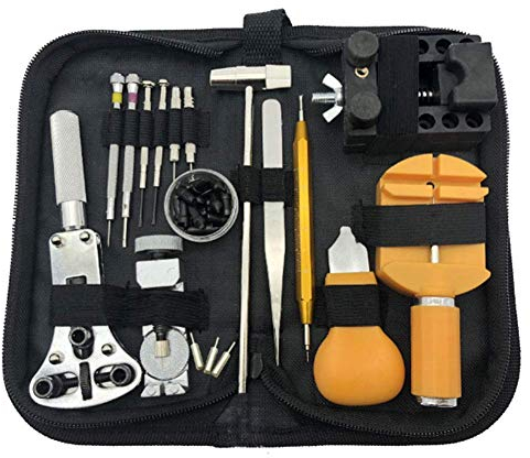 Uhren-Reparatur-Werkzeug-Set, Uhrenarmband-Verbindungs-Werkzeug-Set, Uhren-Reparatur-Werkzeug-Set, Gehäuseöffner, Verbindungs-Entferner, Federsteg-Werkzeug mit Tragetasche für Anfänger, mehrteiliges