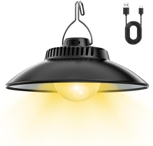 LED Campingleuchte, USB Wiederaufladbar Camping Laterne, Hängende LED Campinglampe Aufladbar mit Haken, Warmes Licht, Campingzeltlicht für Camping, Notfall Stromausfälle