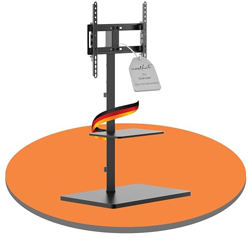 PureMounts TV Standfuß Halterung 32–65 Zoll VESA 400x400 höhenverstellbar | TV Halter Halterung Fernsehständer für 32-65 Zoll Samsung LG Philips Panasonic, Standfuß, Kabelmanagement, 35kg Traglast