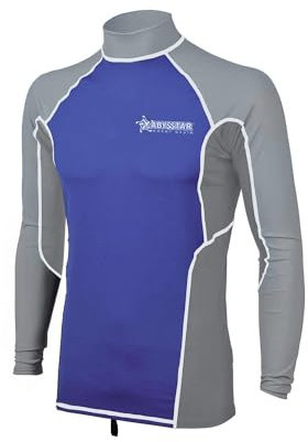 Abysstar Herren Maglia Uomo Protettiva Con Maniche Lunghe In Lycra Uv 50+ Rash-Guard-Shirt, Blau/Grau, XL-XXL