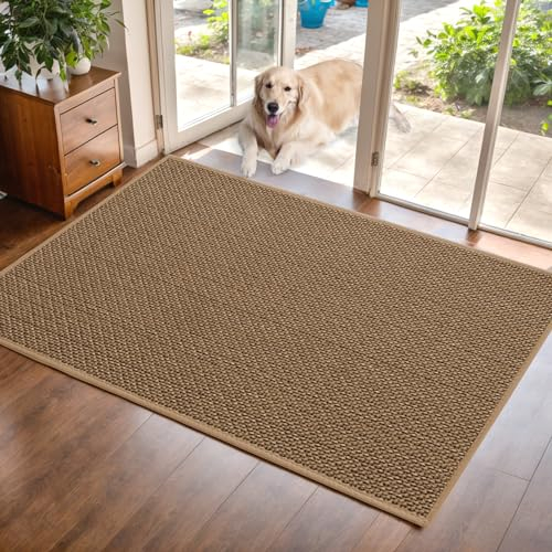 BESTORI Fußmatte für Innen und Außen, Schmutzfangmatte rutschfest für Eingangsbereich, Saugstarke Türmatte, Waschbar Bodenmatte für Flur, Garten, Haustür, Beige, 80 x 120 cm
