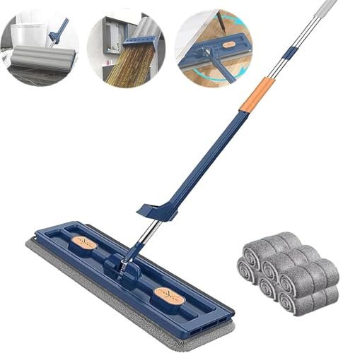 Daffezon Trapeador Plano Grande, trapeador aerodinámico, trapeador Plano Grande Giratorio de 360 ​​​​°, trapeador para Polvo con 6 Almohadillas de Microfibra