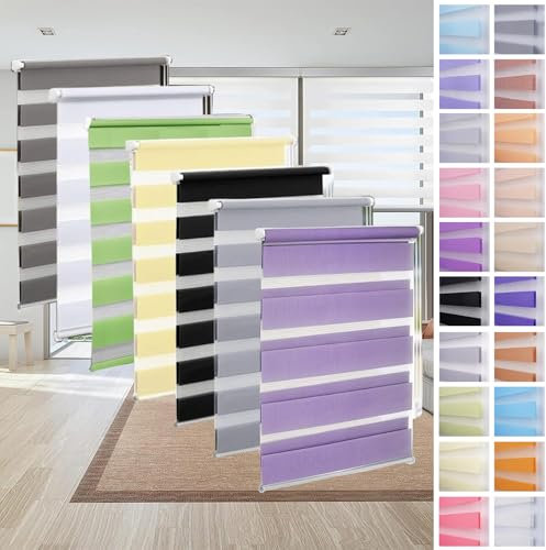 Doppelrollo Maßgeschneiderte Größe,Duo Rollo Zebrarollo Fensterrollo Seitenzugrollo für Fenster,Lichtdurchlässig & Verdunkelnd Rollo Hitzeschutz Verdunkelungsrollo