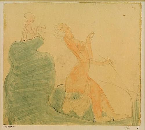 MHFFDYIV Berühmte Gemälde Malerei Wandkunst Moderne Drucke Die freche Aphrodite und der freche Eros von Paul Klee Abstrakte Drucke für Heimtextilien 60x90cm