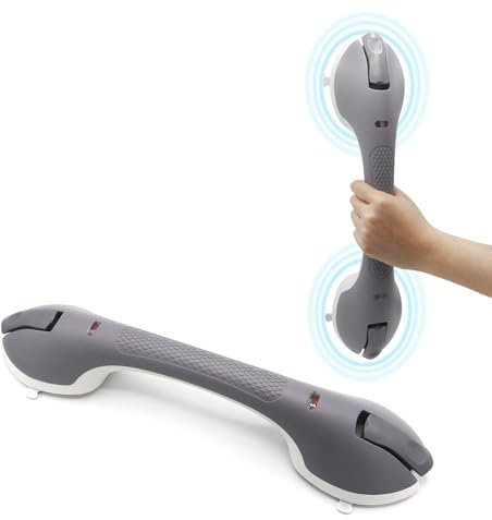 Barre d'appui de salle de bain à ventouse pour douche : poignées antidérapantes améliorées avec ventouse puissante pour mur de salle de bain, charge maximale de 120 kg, barre de sécurité pour