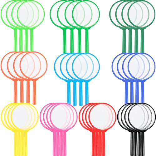 40 Pcs Magnifying Glass for Kids 5X Mini Plastic Magnifier Colorful Hand Lens for Children Class Reading Science Exploration Outdoor Party Favors, 10 Colors