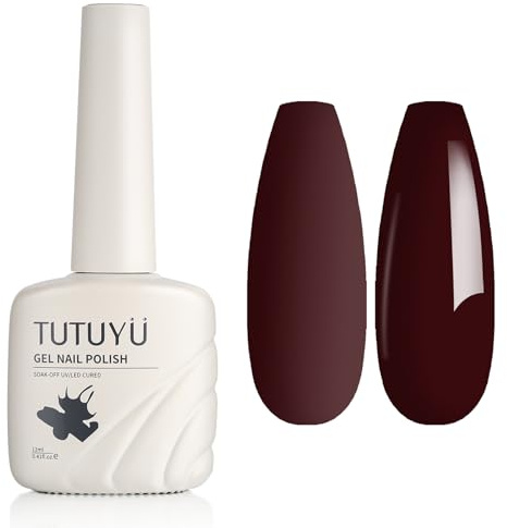 TUTUYU Maroon Dark Red gelnagellack, 12 ml blöt off UV LED-lampa vinröd gellack