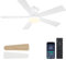 Shanggu Ventilador de Techo Blanco con Luces,Ventilador de Techo de Bajo Perfil de 116cm con Luz y 5 Palas de Doble Cara, de Moderno para Patios Interiores/Exteriores