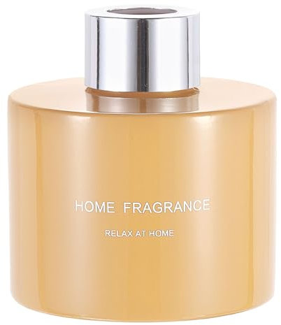 QUARKZMAN Botella de Difusor de Vidrio Vacía 140ml/4.7Oz Accesorios de Fragancia Recargable Tarro de Aromaterapia Baño en Color Naranja Claro con Tapa de Tono Plateado