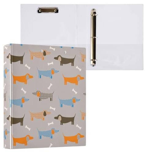 3,8 cm Ordner mit drei Ringen, Dackel, Dachs, Hund, Hund, mit Taschen, 3 Löcher, Ordner für Schule, Büro, 2 Stück
