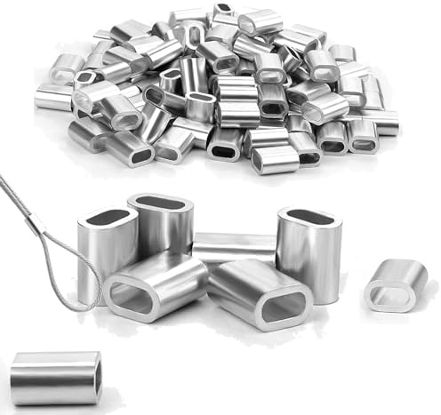 120 Stk Aluminiumhülse Ovale Presshülsen 3mm,Metallhülsen,Klemmhülsen,pressklemmen metallhülsen Aluminium Drahtseilklemmenfür Seile Draht Seilverbinder Stahlseil Drahtseil Kabel (3mm)