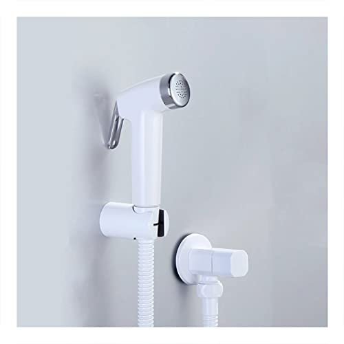 CAQSHN Wasserhahn/Wasserhahn, Bidethahn für Toilette, Hand-WC-Bidet-Sprüher, weißer Kunststoff, Shattaf-Bidethahn, Duschset, Duschwaschanlage, Eckventil aus massivem Messing, EIN Set