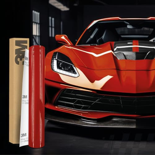3M 2080 Car Wrapping Folie 30x152cm Selbstklebende Autofolie für Auto Motorrad Boot 3D Lackschutzfolie mit Luftkanälen zum Folieren (G13 Gloss Hotrod Red)