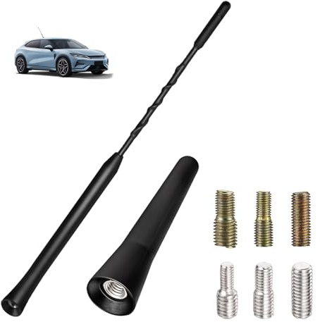 Lot de 2 antennes de voiture courtes 23 cm + 6,5 cm, mini antenne courte universelle pour remplacement toit en caoutchouc résistant installation avec 6 adaptateur M4 M5 M6, rapide pour berline SUV