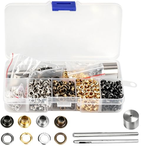 CYTGOUPER Ösen Set 3mm mit 420 Stück Metallösen inkl. 3 Handwerkzeuge, Rundloch-ösen-Set, Ösen 3mm mit Werkzeug für Schuh- und Kleidungsreparaturen, Lederhandwerk, Scrapbooking (3mm*420)
