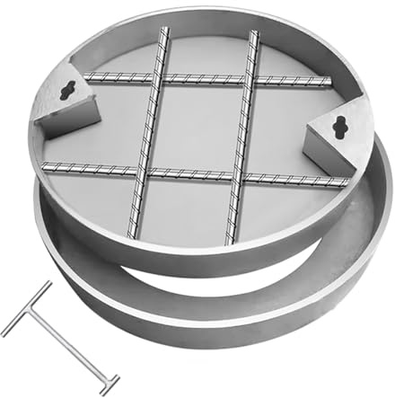 Couvercle rond invisible pour lavabo d'égout, couvercle encastré en acier inoxydable avec crochet, couvercle d'inspection d'accès, pour terrasses, jardins, garages et routes, charge 1 tonne (30 x 5 cm