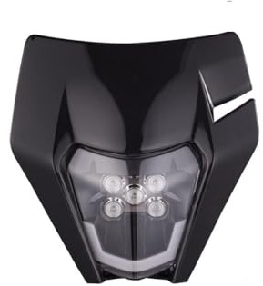 Generico Faro LED Anteriore Universale Motocross Mascherina Moto con Faro V-Face Universale Cross Enduro Supermoto Nero