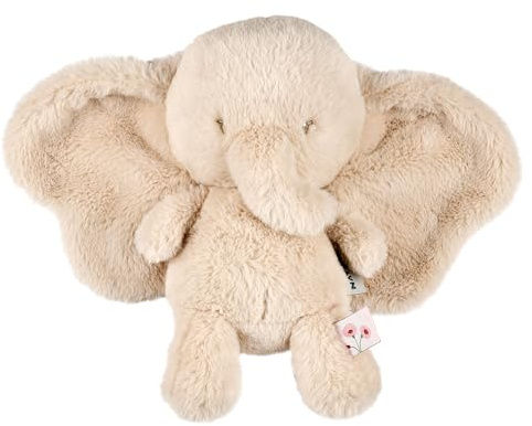 Nattou Kuscheltier Elefant aus Langflor-Plüsch, Wegbegleiter ab der Geburt, Ca. 29 cm, Polyester, FanFan, Sand