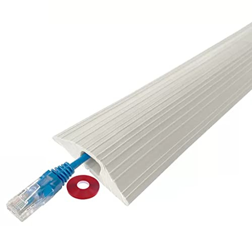 Cubierta de cable de suelo, goma suave, fácil de cortar e instalar con cinta adhesiva de doble cara, ideal para gestión de cables y embellecimiento de aula/oficina