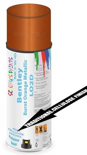 Aerosol Spray Paint Compatible with Bentley Burnt Orange Metallic LO2D Available in Direct Gloss, Cellulose or Basecoat (Cellulose Aerosol)
