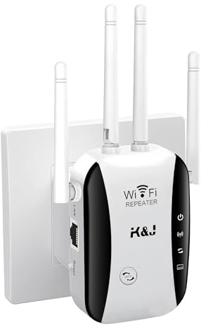 2025 Newest WiFi Extender, WiFi Booster, 4 Antennas Up to 5000 Sq.ft and 50 Devices, WiFi Repeater, Wireless Internet Repeater with Ethernet Port, 1-Click Setup, Access Point, UK plug - White