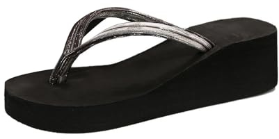 Chanclas De Playa Mujer Verano Comodas Plataforma Sandalias De CuñA con TacóN para Mujer, Antideslizantes, CóModas, Informales, para Playa Y Verano Zuecos Casa Piscina (Black, 37)
