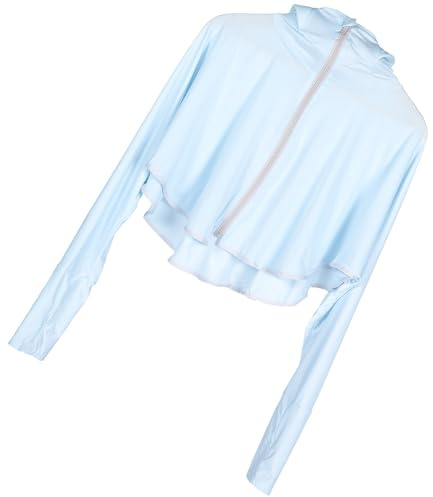 Ciieeo Giacca con Protezione Solare Bianca da Donna con Cappuccio e Cerniera, Mantello Leggero Traspirante Anti-UV per Ciclismo, attività all’Aperto e Spiaggia, Abbigliamento Protettivo
