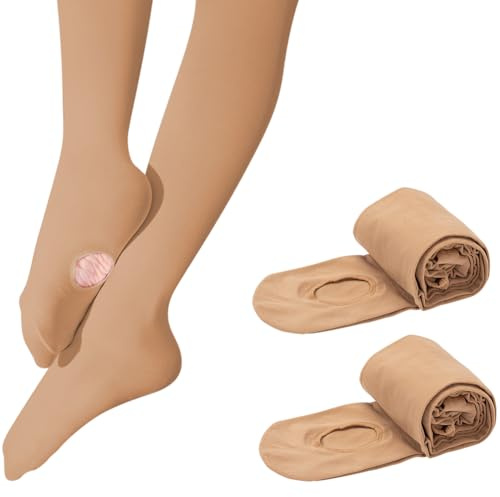StreamSafe 2 Pairs Girls Ballet Tights, 60D Toddler Ballet Dance Tights | Convertible Kids Ballet Tights with Holes for Toddler Little Big Girls for School and Daily
